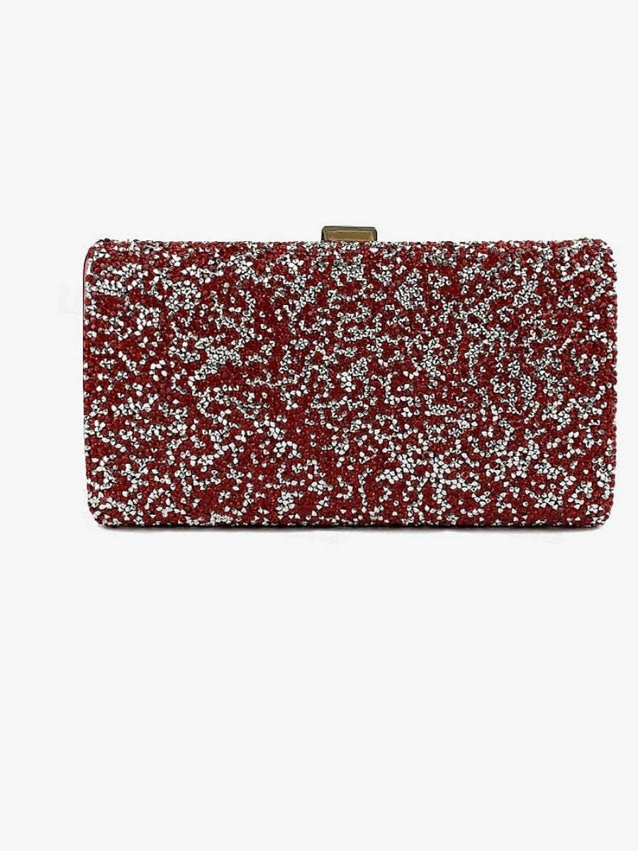 Evening Bags with Rhinestone Chain for Multi Carry in Large Polyester Capacity