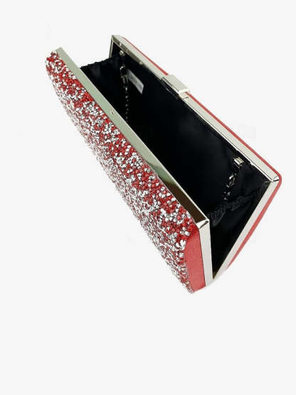 Evening Bags with Rhinestone Chain for Multi Carry in Large Polyester Capacity