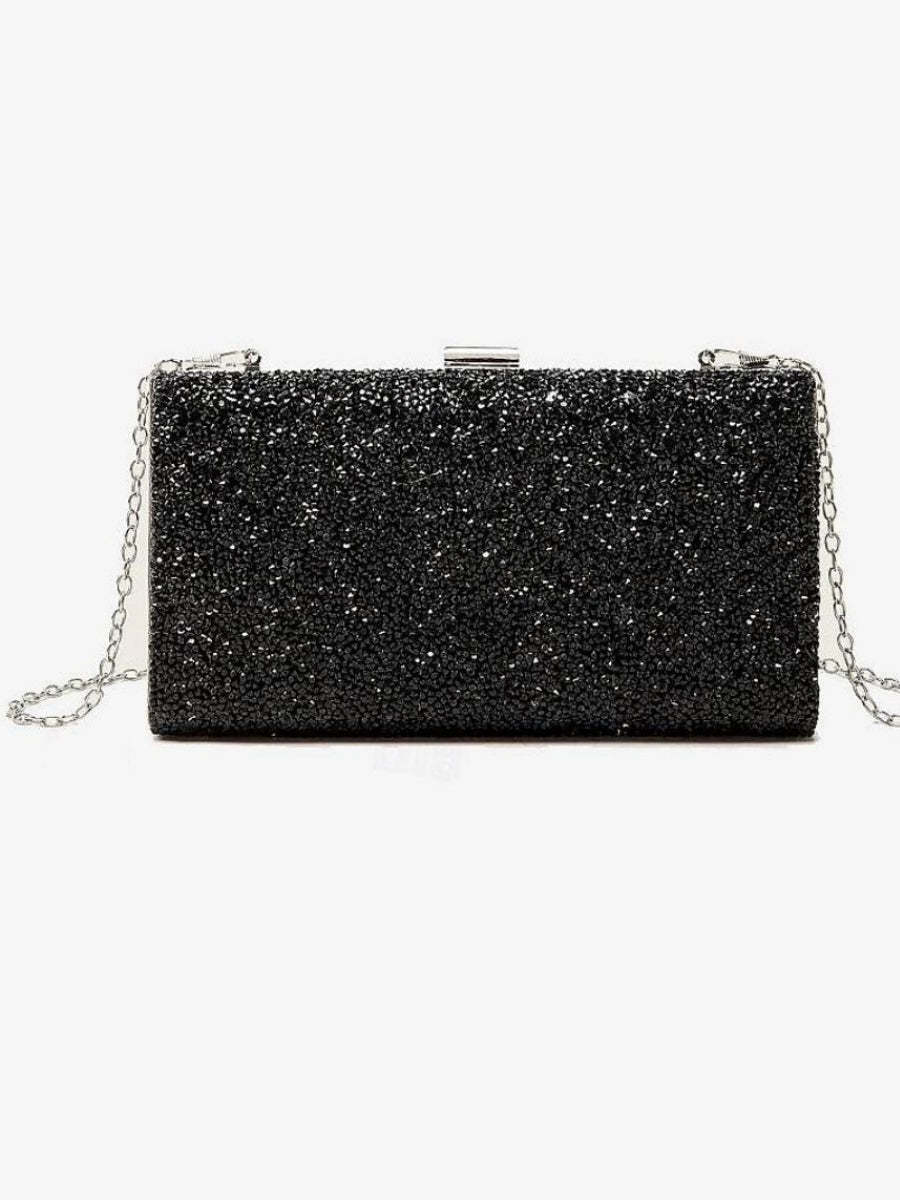 Evening Bags with Rhinestone Chain for Multi Carry in Large Polyester Capacity