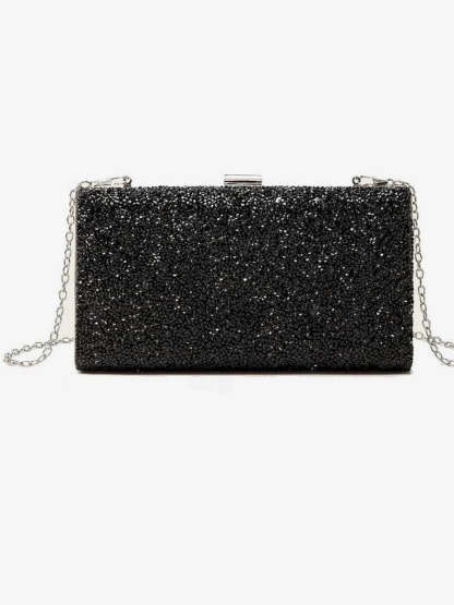 Evening Bags with Rhinestone Chain for Multi Carry in Large Polyester Capacity