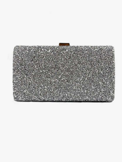 Evening Bags with Rhinestone Chain for Multi Carry in Large Polyester Capacity