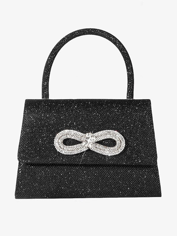 Multi Carry Evening Bags with Solid Color Polyester and Rhinestone Chains