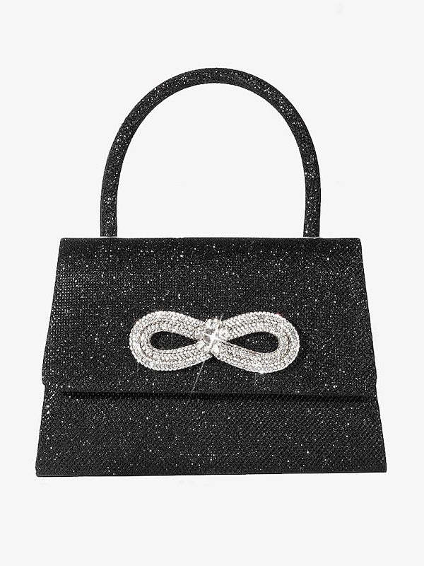 Multi Carry Evening Bags with Solid Color Polyester and Rhinestone Chains