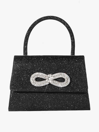 Multi Carry Evening Bags with Solid Color Polyester and Rhinestone Chains