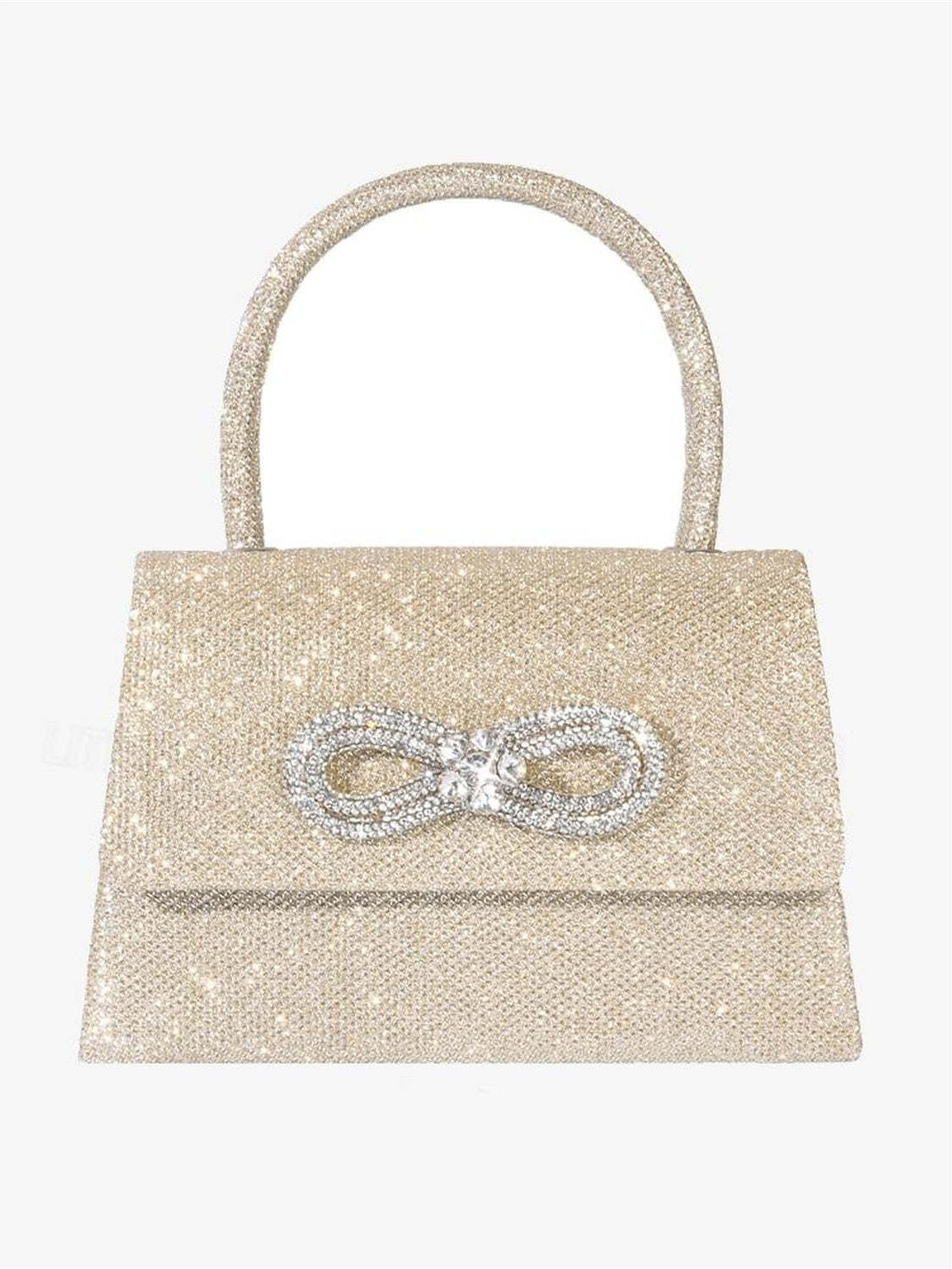 Multi Carry Evening Bags with Solid Color Polyester and Rhinestone Chains