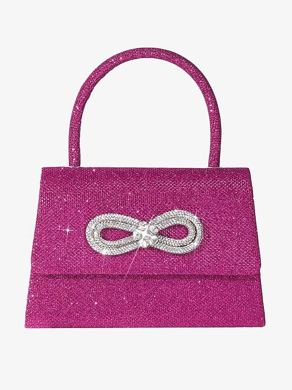 Multi Carry Evening Bags with Solid Color Polyester and Rhinestone Chains