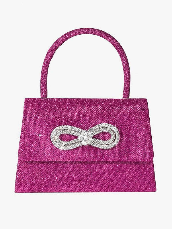 Multi Carry Evening Bags with Solid Color Polyester and Rhinestone Chains
