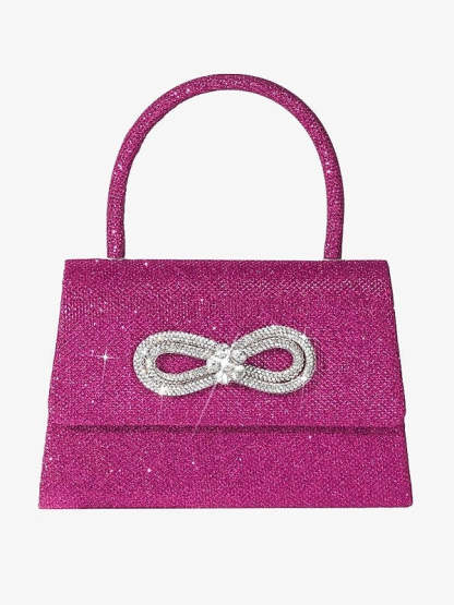 Multi Carry Evening Bags with Solid Color Polyester and Rhinestone Chains