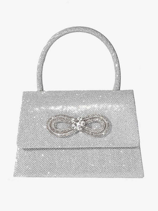 Multi Carry Evening Bags with Solid Color Polyester and Rhinestone Chains