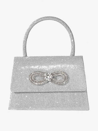 Multi Carry Evening Bags with Solid Color Polyester and Rhinestone Chains