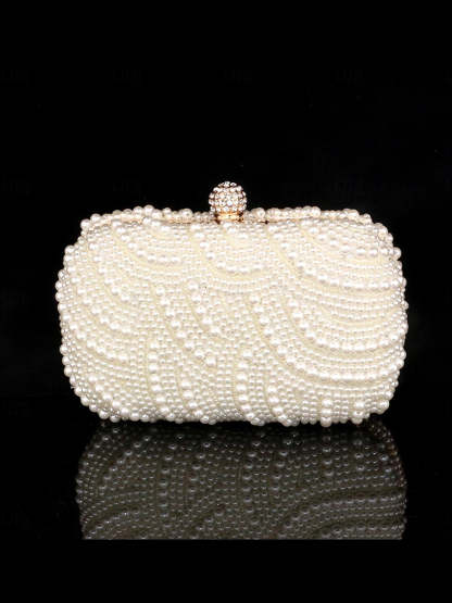 Solid Color PVC Alloy Rhinestone Evening Bags & Clutches