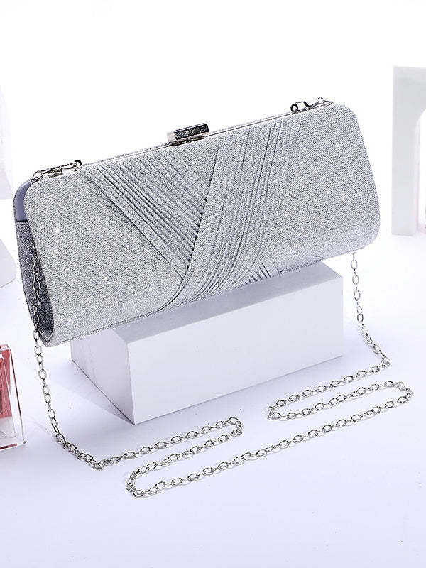 Glitter Chain Clutches in Solid Polyester Colors