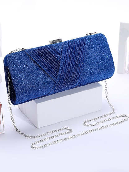 Glitter Chain Clutches in Solid Polyester Colors