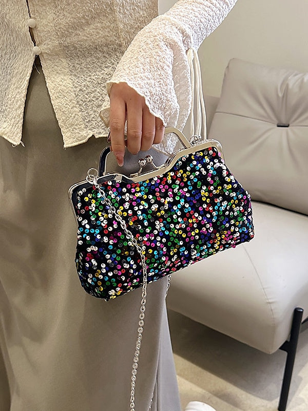 Solid Color Sequin Clutch Bags – Large, Synthetic, and Anti-Dust