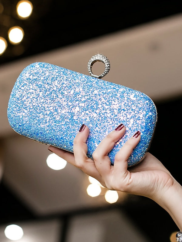 Durable Lightweight PU Leather Rhinestone Clutch in Solid Colors with Large Capacity