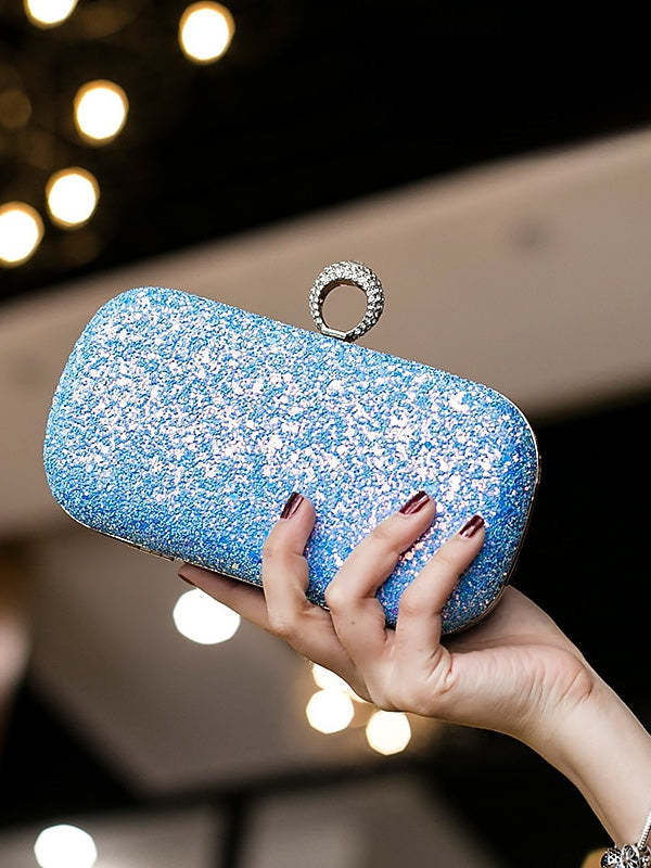 Durable Lightweight PU Leather Rhinestone Clutch in Solid Colors with Large Capacity