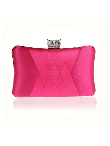 Plain Crystals Clutch Bags in Silk PU Leather for Weddings and Parties
