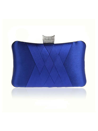 Plain Crystals Clutch Bags in Silk PU Leather for Weddings and Parties
