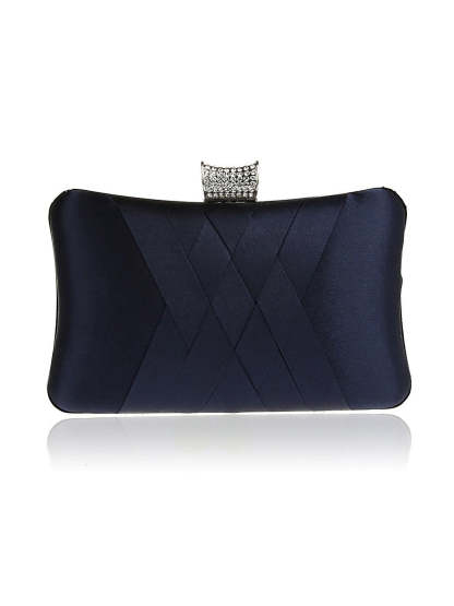 Plain Crystals Clutch Bags in Silk PU Leather for Weddings and Parties