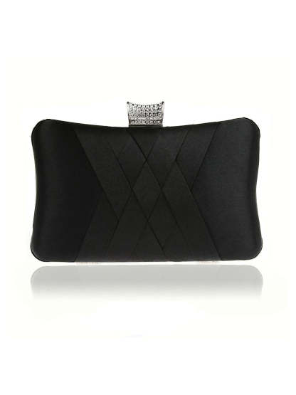 Plain Crystals Clutch Bags in Silk PU Leather for Weddings and Parties