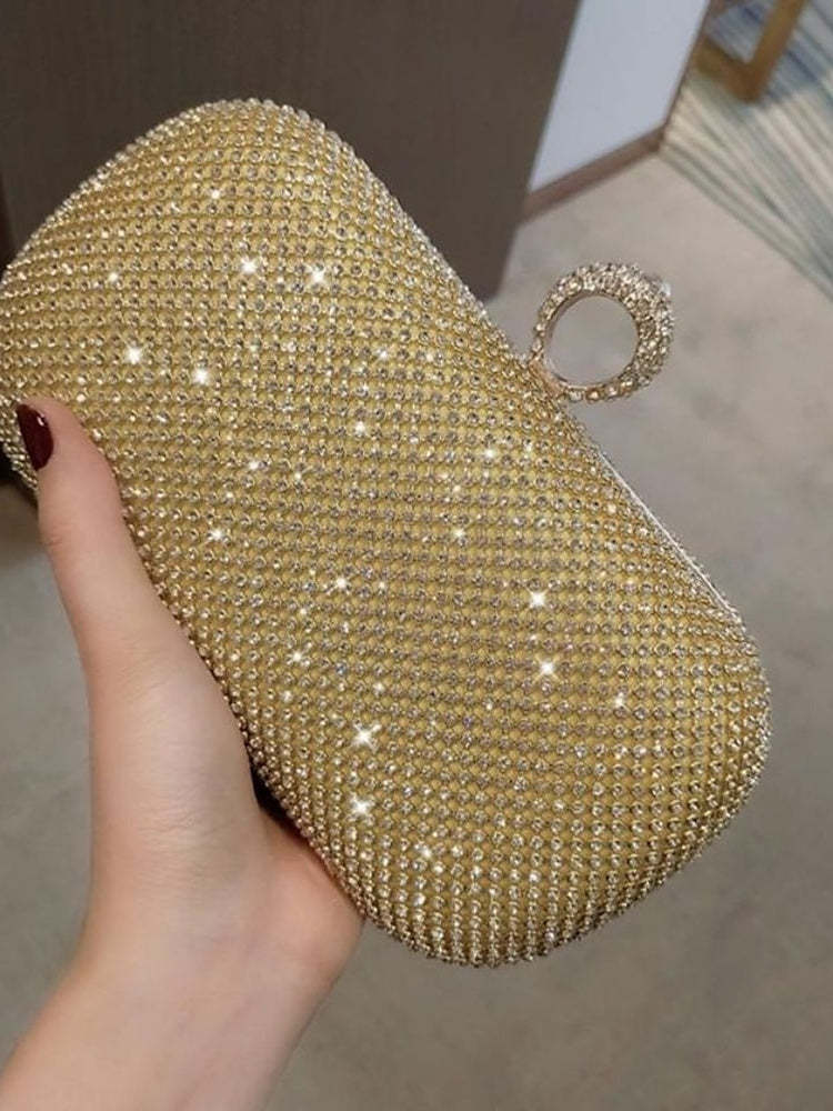 Glitter Crystals Clutch Bags in Solid Alloy Colors
