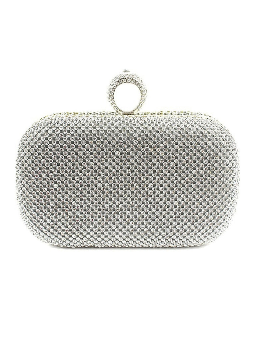 Glitter Crystals Clutch Bags in Solid Alloy Colors