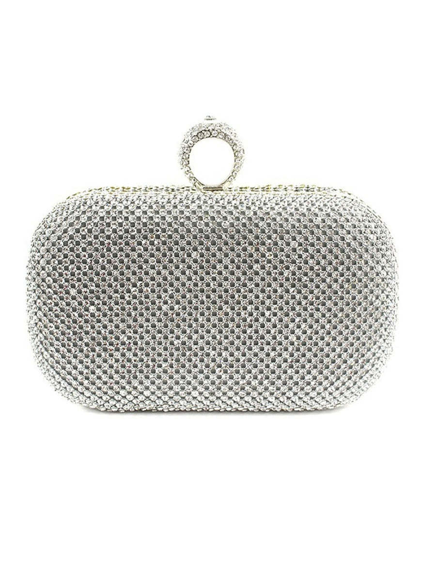 Glitter Crystals Clutch Bags in Solid Alloy Colors