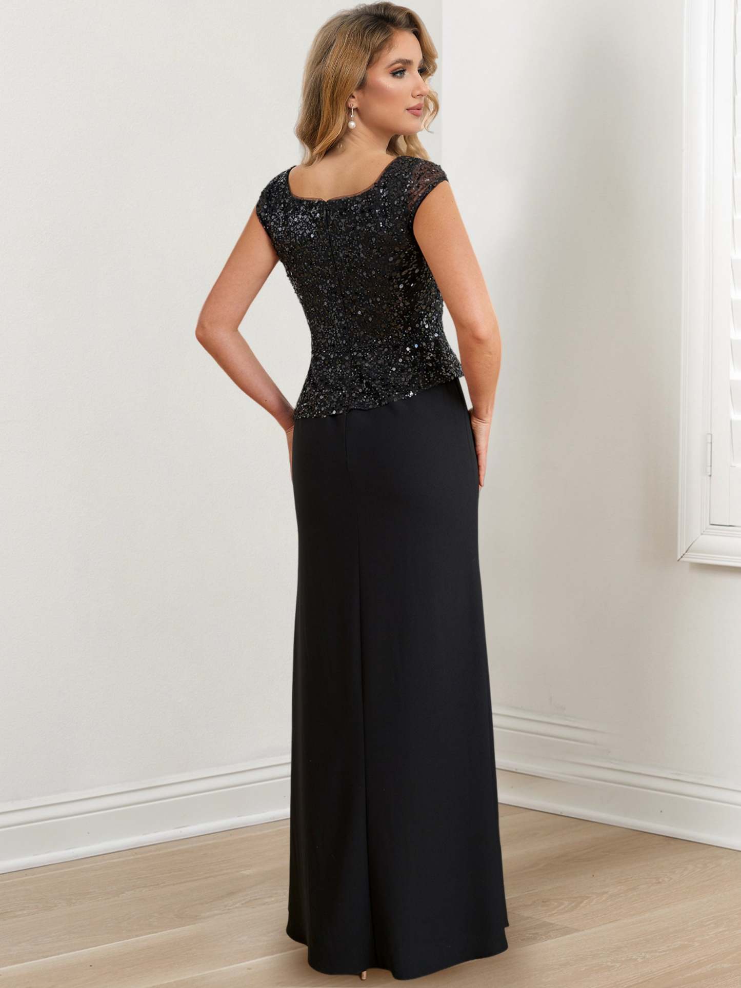 Floor-Length Square Neck Sheath/Column Mother of the Bride Dresses