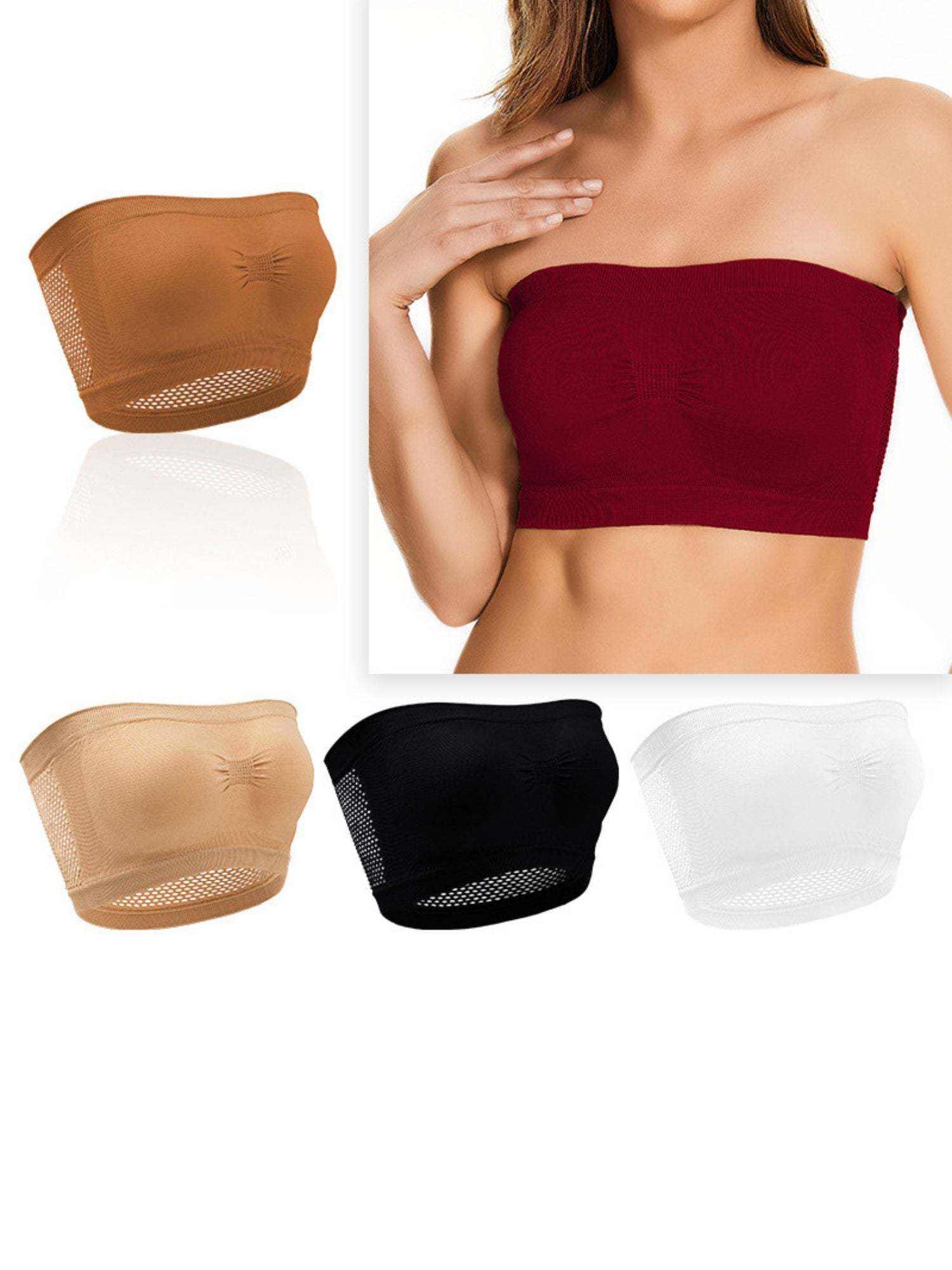 Strapless Solid Color Bra for Women, Breathable Everyday Wear