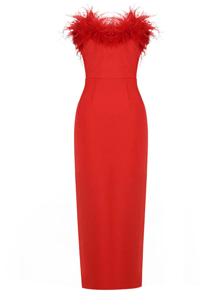 One-Shoulder Sleeveless Ankle-Length Sheath Wedding Guest Dress