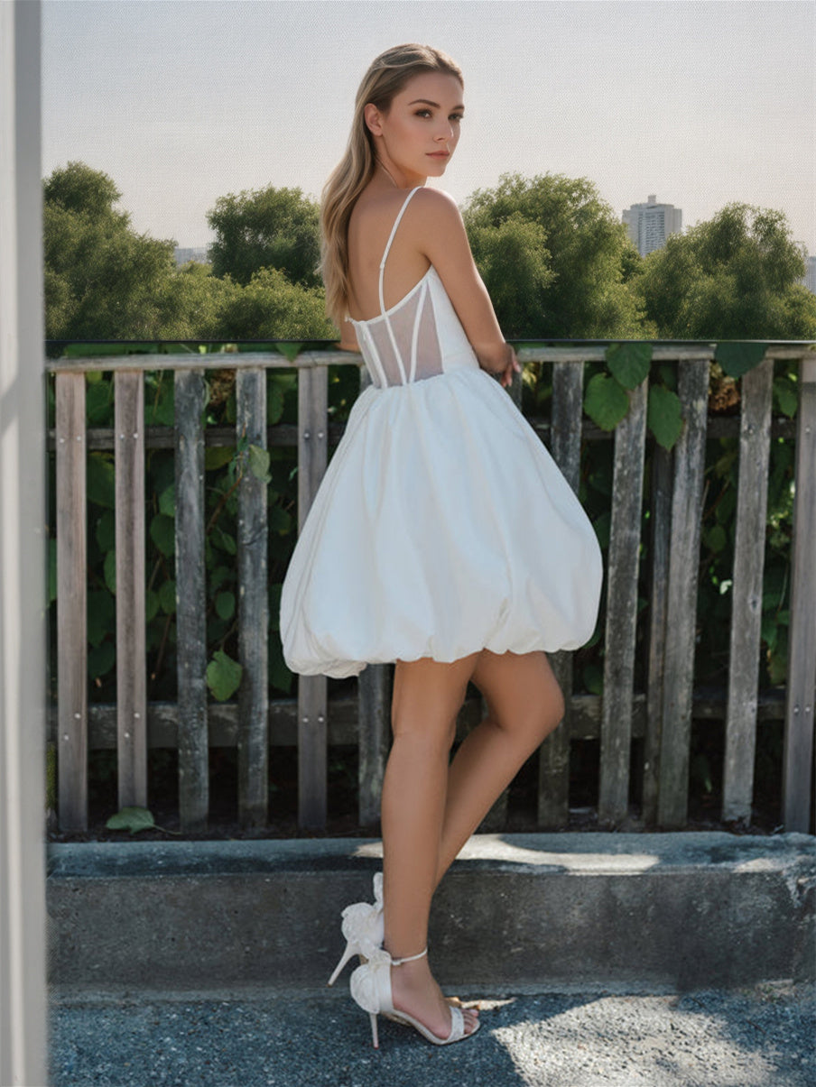 Sweetheart Princess A-Line Mini Wedding Gown Without Sleeves