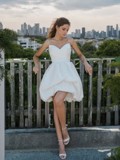 Sweetheart Princess A-Line Mini Wedding Gown Without Sleeves