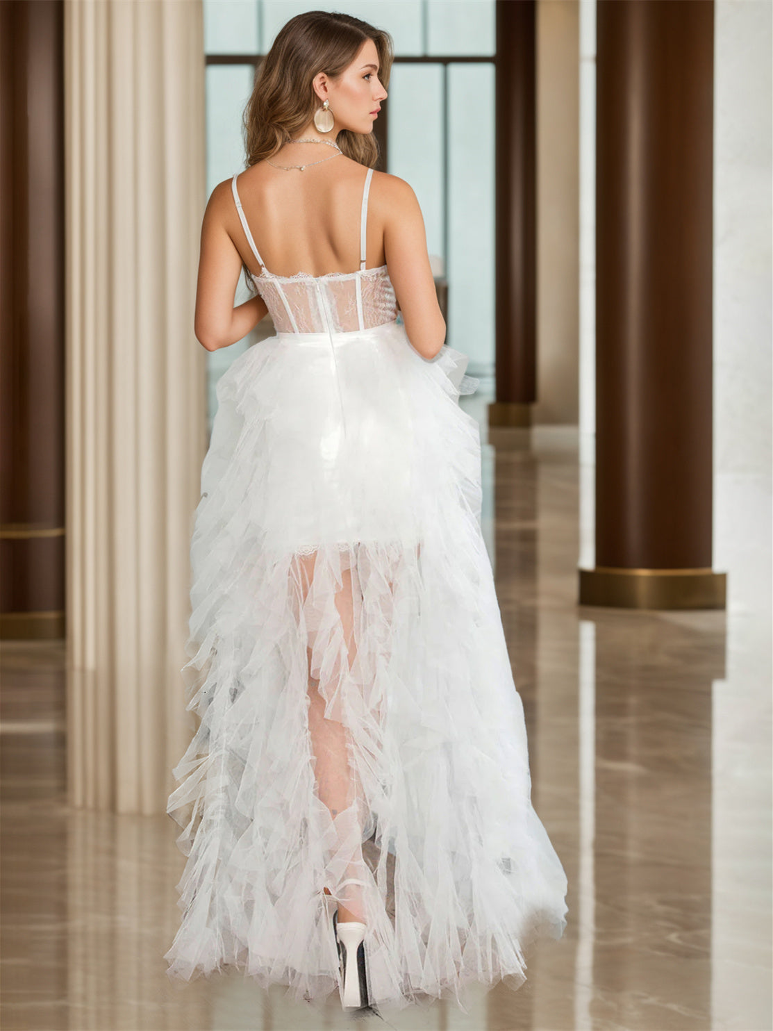 Sweetheart Princess A-Line Asymmetrical Sleeveless Wedding Dress With Lace