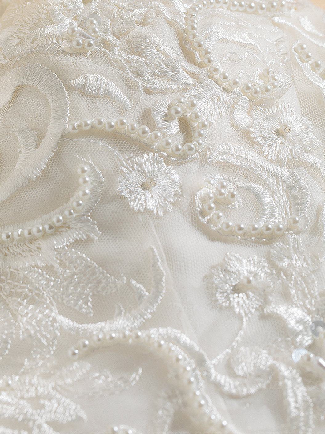 Unique Floor-Length A-Line Wedding Dress with Deep V-Neck, Sleeveless Princess Cut and Split Side, Featuring Appliques & Lace-BMbridal.UK