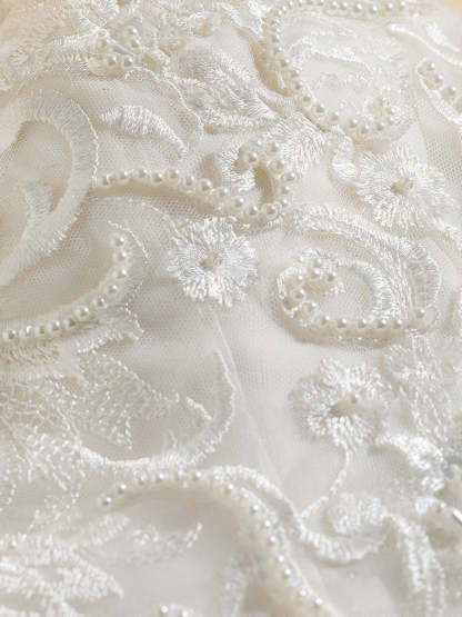 Unique Floor-Length A-Line Wedding Dress with Deep V-Neck, Sleeveless Princess Cut and Split Side, Featuring Appliques & Lace-BMbridal.UK