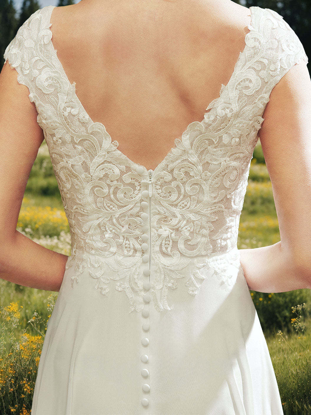 V-Neck Sleeveless A-Line Princess Wedding Dress with Appliques, Ankle-Length