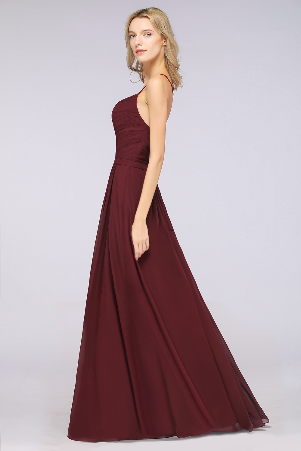 BMbridal Glamorous Spaghetti Straps Sweetheart Ruffle Chiffon Bridesmaid Dress Online-BMbridal