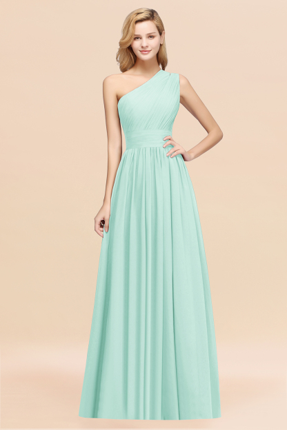 BMbridal Stylish One-shoulder Sleeveless Long Junior Bridesmaid Dresses Affordable-BMbridal