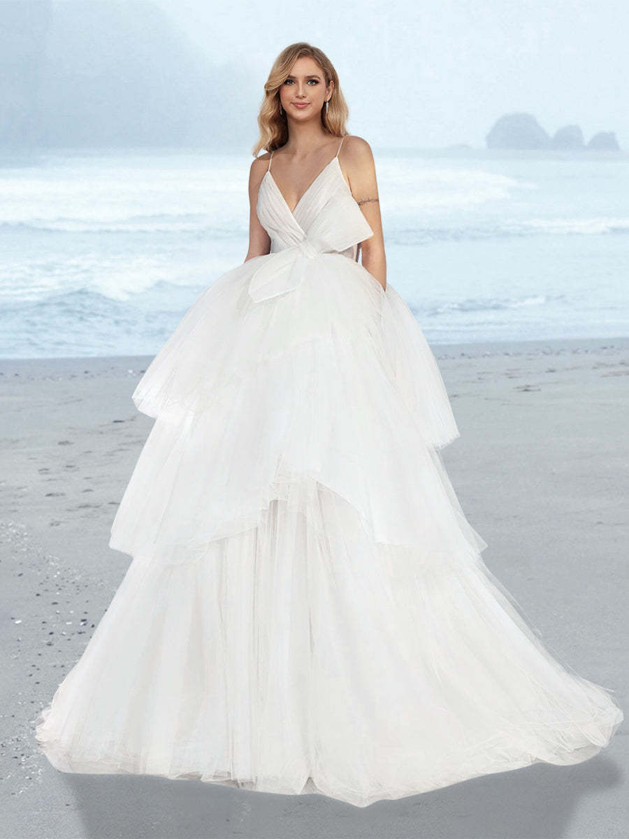 Princess V-Neck A-Line Floor-Length Bridal Gown