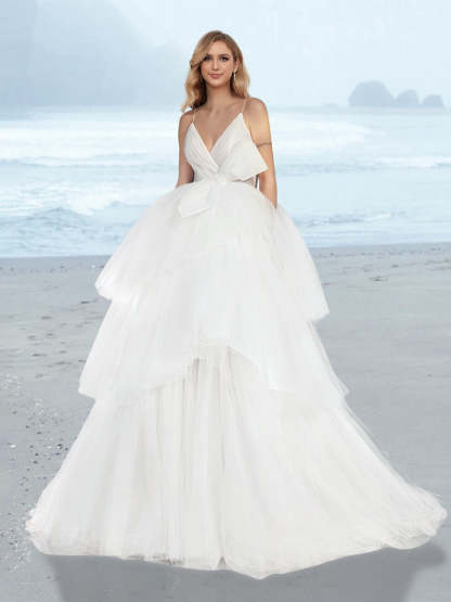 Princess V-Neck A-Line Floor-Length Bridal Gown
