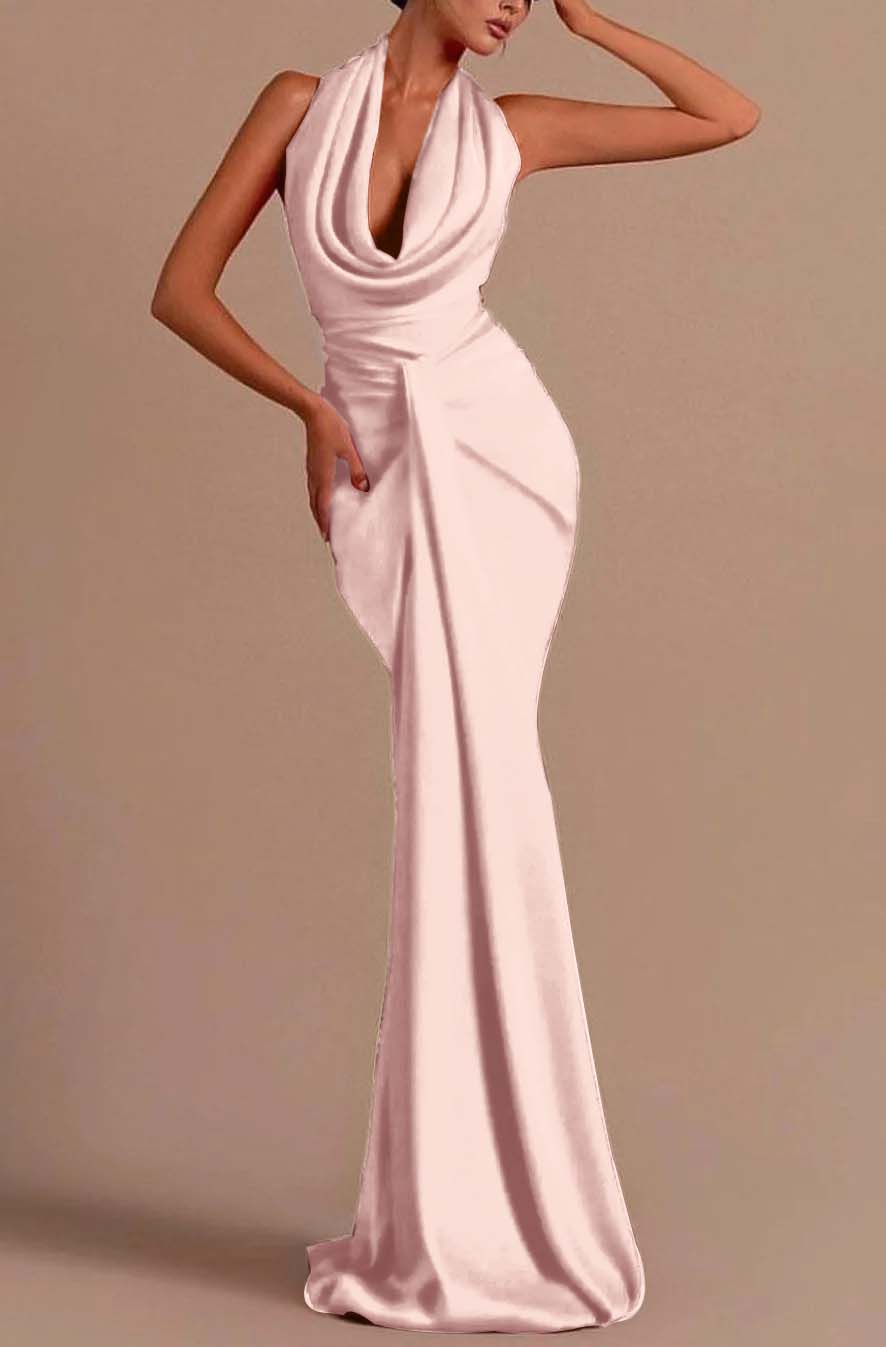 Backless Sleeveless Prom Dress Long Mermaid Red Sleeveless Halter