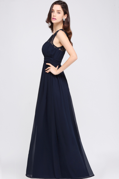 BMbridal Affordable Chiffon Jewel Sleeveless Lace Bridesmaid Dress Online with Ruffle-BMbridal