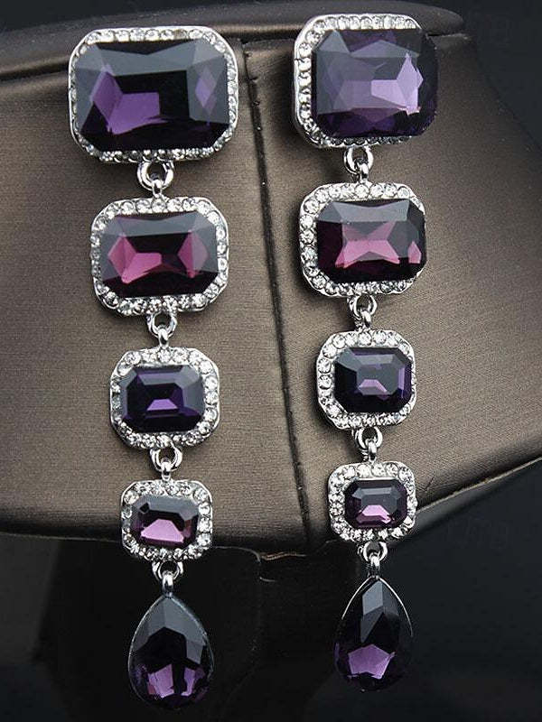 Elegant Vintage Stud Earrings for Women in Champagne Red or Blue - Stylish Luxury Jewelry