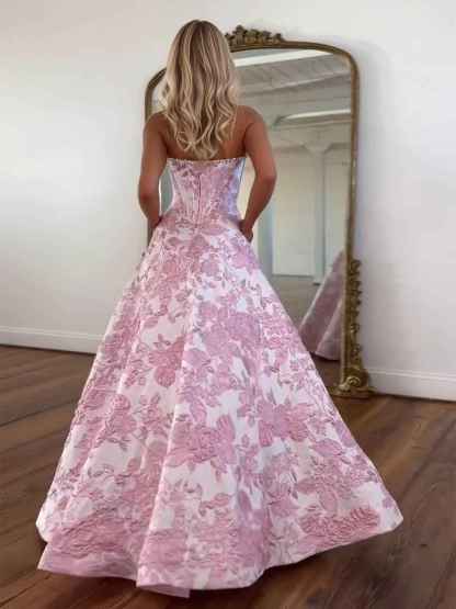 Prom Dresses 3D Floral Strapless Evening Party Dresses with Bead