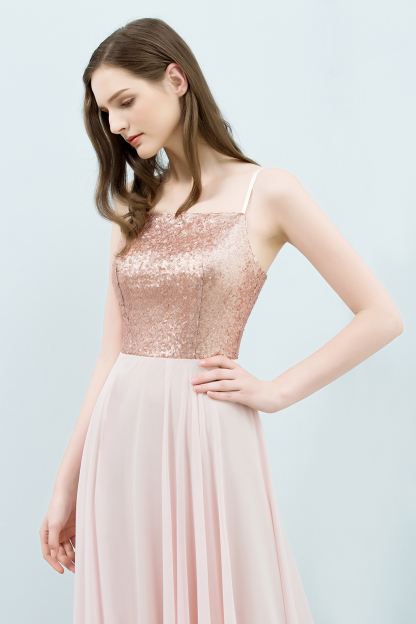 BMbridal Sparkly Sequined Top Spaghetti Straps Affordable Bridesmaid Dresses Online-BMbridal