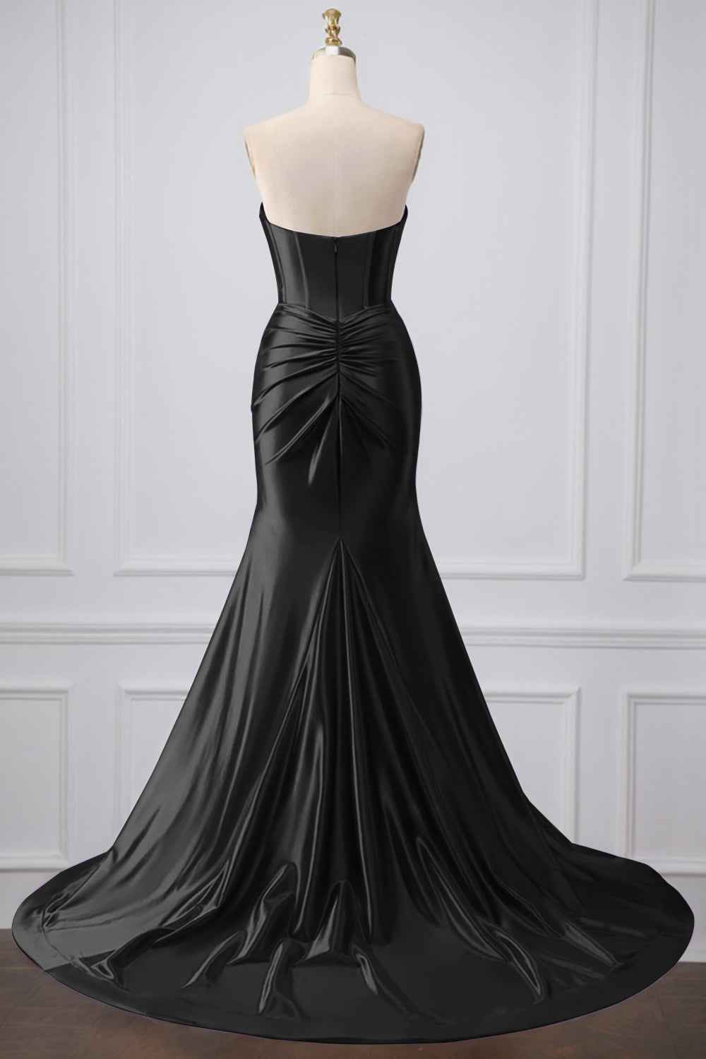 Purple Mermaid Strapless Sweetheart Corset Long Prom Dress with Slit