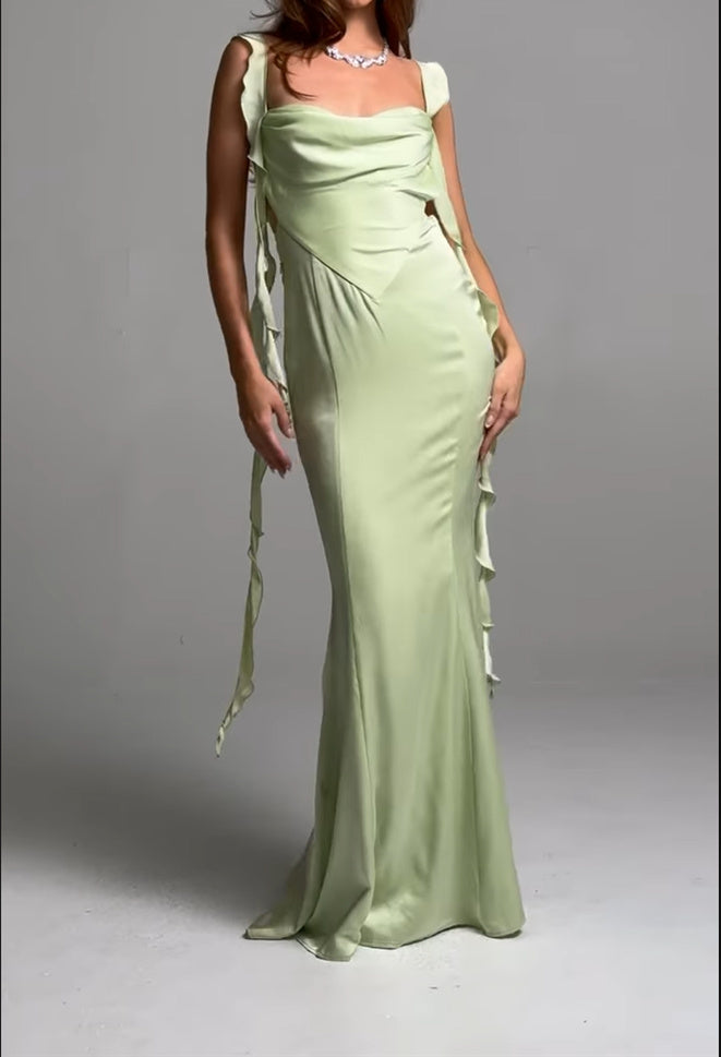 Strapless Sleeveless Floor-Length Evening Gown with Sash