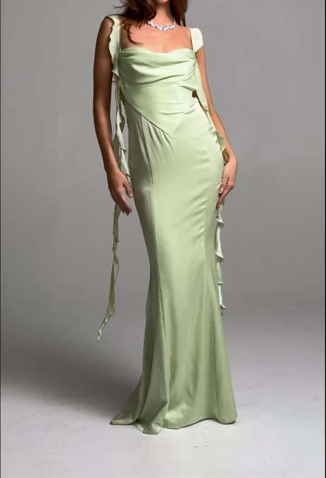 Strapless Sleeveless Floor-Length Evening Gown with Sash