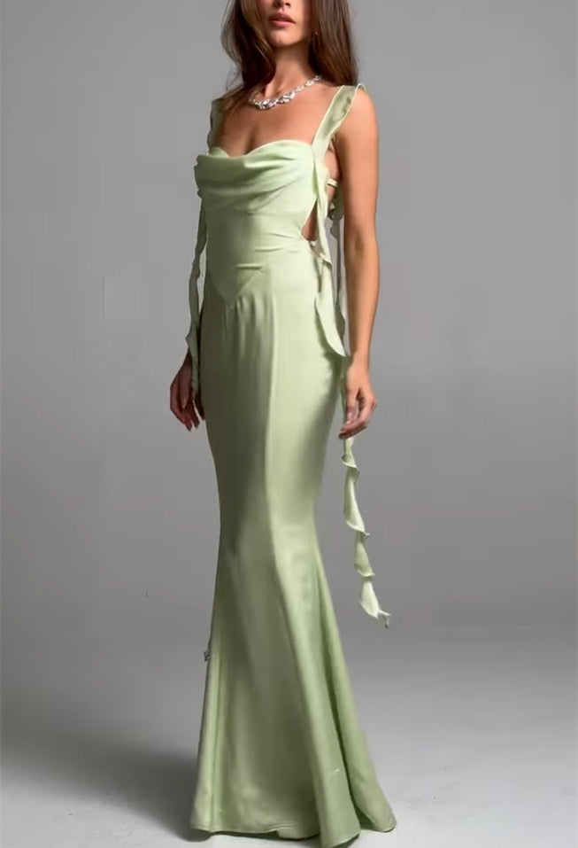 Strapless Sleeveless Floor-Length Evening Gown with Sash