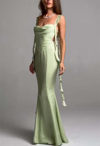 Strapless Sleeveless Floor-Length Evening Gown with Sash